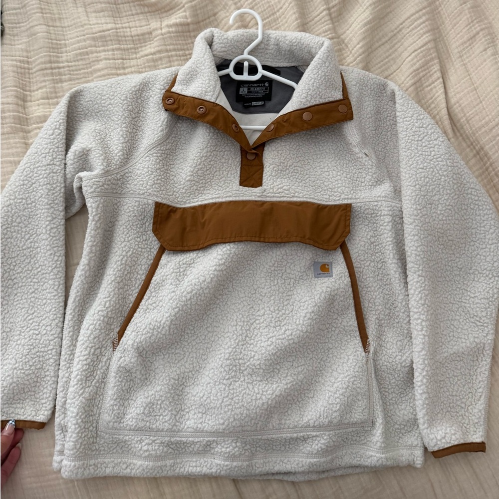 Carhartt Cream and Tan Fleece Pullover